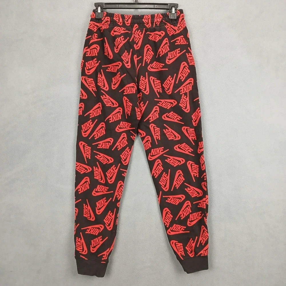 Nike Sweatpants Boys XL Black Logo Print Elastic Waist Performance Tapered Leg